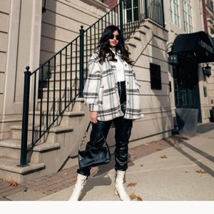 H&M faux shearling shirt jacket